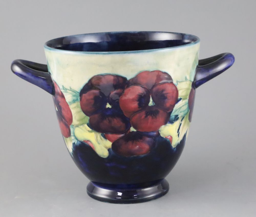A William Moorcroft Pansy jardiniere, c.1915, H. 18.5cm